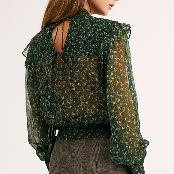 Free People Tops - Free People Roma Sheer Blouse Green